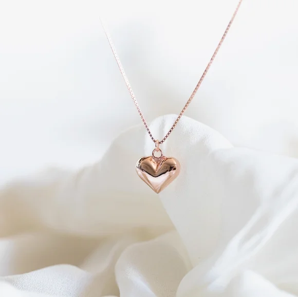 Rose Gold Heart Necklace (S925) - Only 3 left! - Picture 1 of 5
